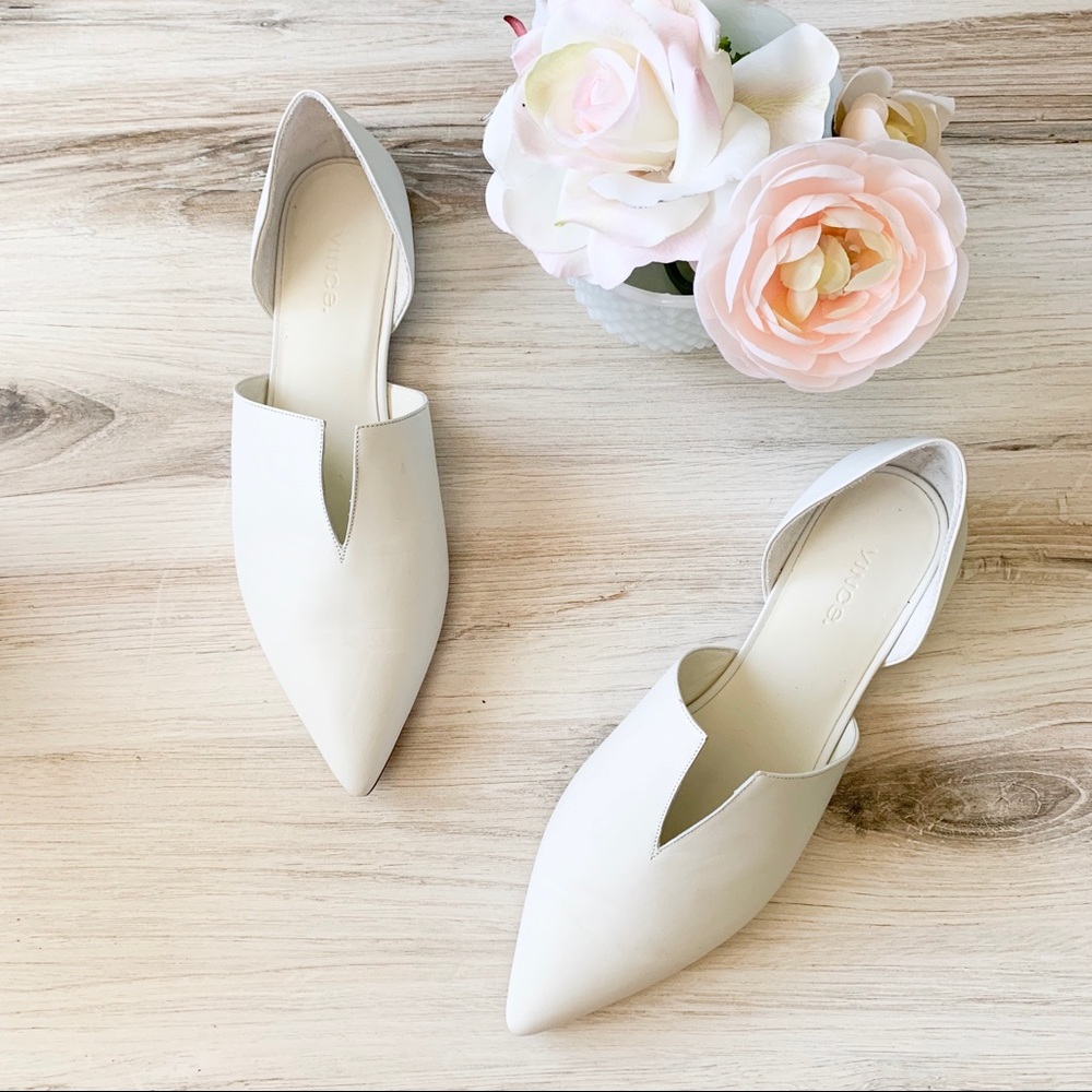 Vince. Darlington White Leather Flats